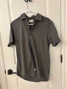 Coastaoro Gray Sueded Cotton Short Sleeve Button Down Shirt M NWOT
